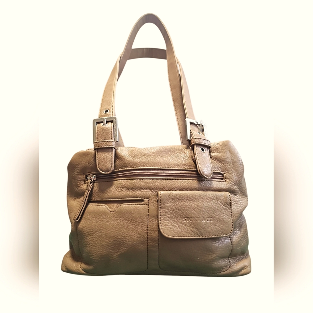 Stone & Co. Tan Leather Shoulder Bag with Structured Design